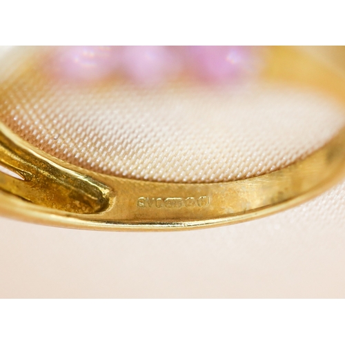29 - Finely Detailed, Pink Sapphire and Diamond Set Crossover Form Ring, Mounted in 9 Carat Yellow Gold, ... 