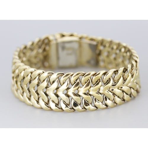 Silver Gilt Chevron Link Bracelet 19cm Long 2cm Wide