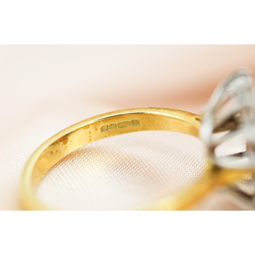 33 - Emerald Cut Fire Opal Set Ring with Moissanite Set Halo, Mounted in 18 Carat Yellow Gold Ring Size L
