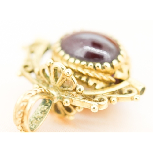35 - Opal, Amethyst and Garnet Set Swivel Fob Pendant, Mounted in 9 Carat Yellow Gold, 2cm High