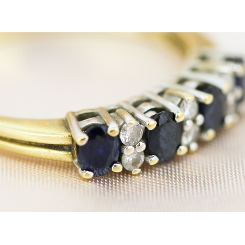 37 - Sapphire Four Stone Set Ring with Further Diamond Insets, Mounted in 18 Carat Yellow Gold, Ring Size... 
