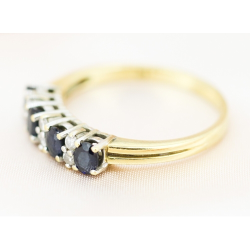 37 - Sapphire Four Stone Set Ring with Further Diamond Insets, Mounted in 18 Carat Yellow Gold, Ring Size... 