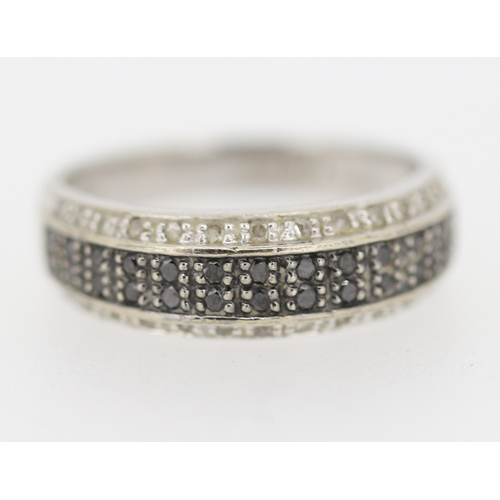 Sapphire and Diamond Set Cluster Ring Mounted in 9 Carat White Gold Ring Size O