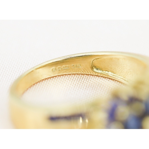 39 - Attractively Detailed, Sapphire Set Cluster Ring, Mounted in 9 Carat Yellow Gold, Ring Size M