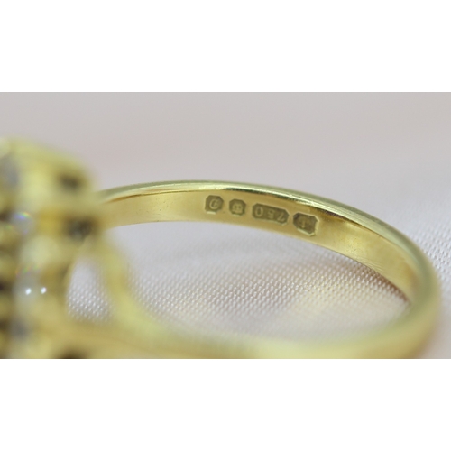 41 - Amethyst Set Ring with Diamond Set Halo Surround, Mounted in 18 Carat Yellow Gold, Ring Size K