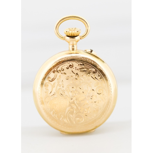 43 - Finely Detailed, 18 Carat Yellow Gold Pocket Watch, White Enamel Dial with Roman and Arabic Numerals... 