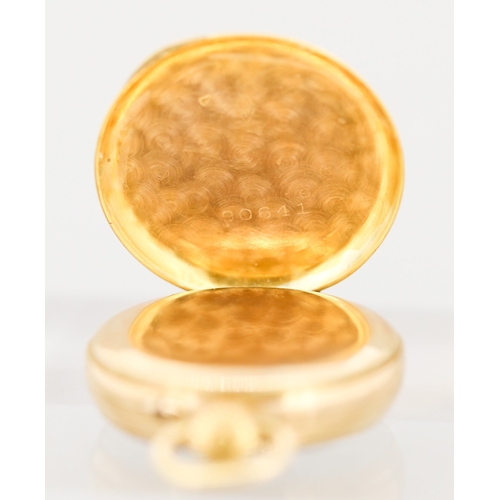 43 - Finely Detailed, 18 Carat Yellow Gold Pocket Watch, White Enamel Dial with Roman and Arabic Numerals... 