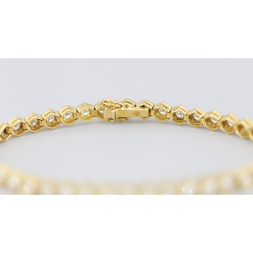 44 - Attractively Detailed, Diamond Forty Stone Set Bracelet, Hexagon Link Mounted in 18 Carat Yellow Gol... 
