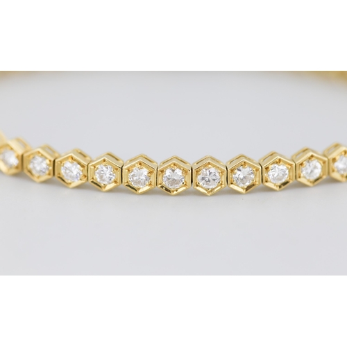44 - Attractively Detailed, Diamond Forty Stone Set Bracelet, Hexagon Link Mounted in 18 Carat Yellow Gol... 
