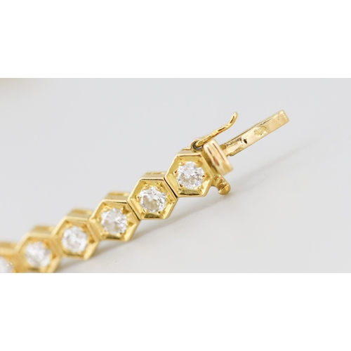 44 - Attractively Detailed, Diamond Forty Stone Set Bracelet, Hexagon Link Mounted in 18 Carat Yellow Gol... 
