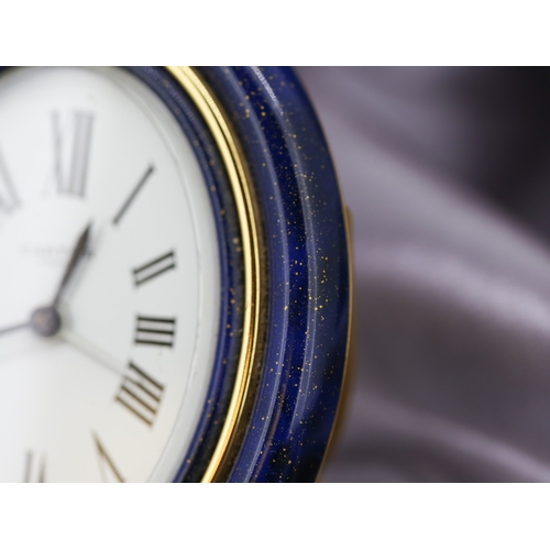 45 - Cartier Baignoire Alarm Clock, Circa 1980, Blue Enamel Imitation of Lapis Lazuli, White Dial with Ro... 