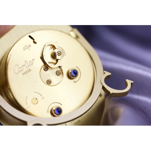 45 - Cartier Baignoire Alarm Clock, Circa 1980, Blue Enamel Imitation of Lapis Lazuli, White Dial with Ro... 