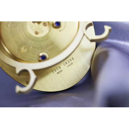 45 - Cartier Baignoire Alarm Clock, Circa 1980, Blue Enamel Imitation of Lapis Lazuli, White Dial with Ro... 