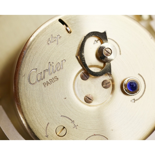45 - Cartier Baignoire Alarm Clock, Circa 1980, Blue Enamel Imitation of Lapis Lazuli, White Dial with Ro... 