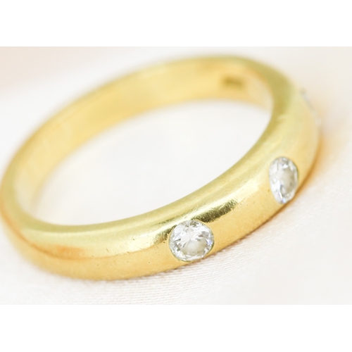 46 - Diamond Three Stone Ring, Bezel Set Mounted in 18 Carat Yellow Gold, Ring Size O