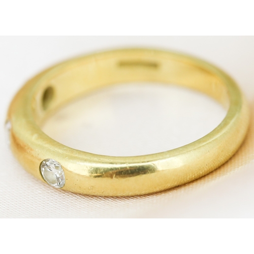 46 - Diamond Three Stone Ring, Bezel Set Mounted in 18 Carat Yellow Gold, Ring Size O