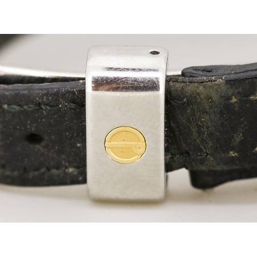 49 - Dunhill Ladies BiMetal Wristwatch, Roman Numerals and Date Aperture, Leather Strap