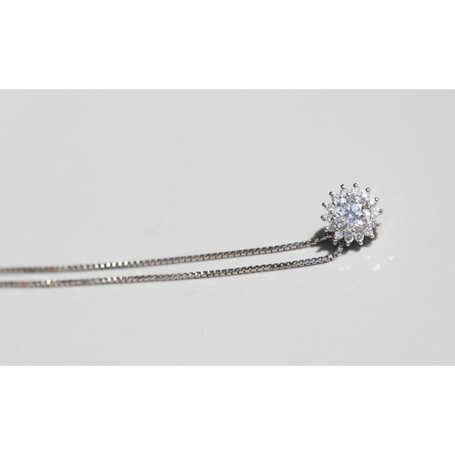 51 - Attractively Detailed, Diamond Set Pendant with Diamond Set Halo Surround, Mounted in 18 Carat White... 
