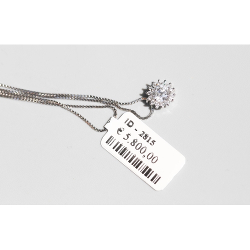 51 - Attractively Detailed, Diamond Set Pendant with Diamond Set Halo Surround, Mounted in 18 Carat White... 