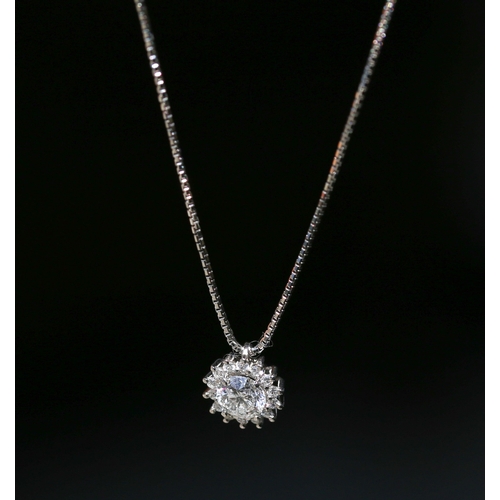 51 - Attractively Detailed, Diamond Set Pendant with Diamond Set Halo Surround, Mounted in 18 Carat White... 