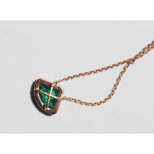 54 - Attractively Detailed Colombian Emerald Set Pendant with Diamond Set Surround, Mounted in 18 Carat R... 