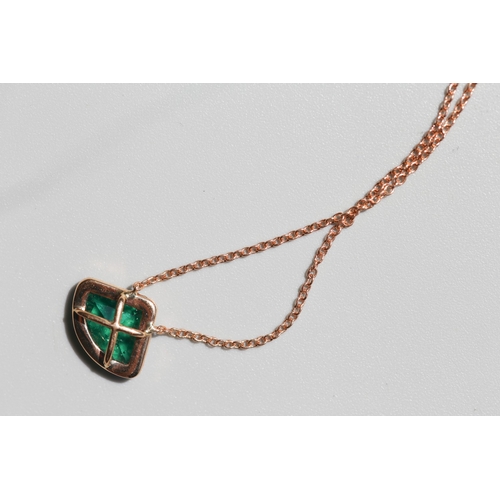 54 - Attractively Detailed Colombian Emerald Set Pendant with Diamond Set Surround, Mounted in 18 Carat R... 