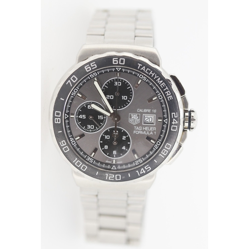 Tag Heuer Formula 1 Gentleman's Swiss Made Automatic Chronograph Wristwatch, Grey Dial, Date Aperture, Tachymeter Bezel