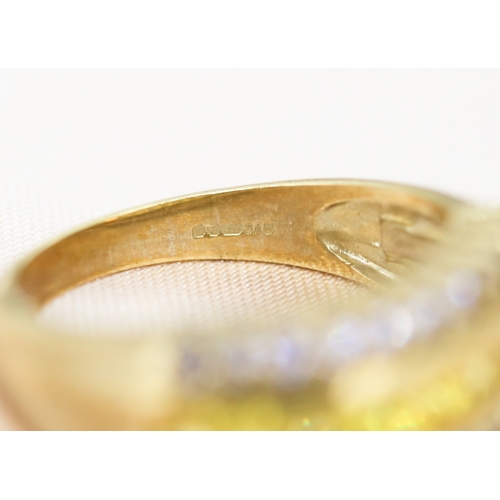 7 - Princess Cut Citrine and Pale Tanzanite Set Three Row Ring Mounted in 9 Carat Yellow Gold, Ring Size... 