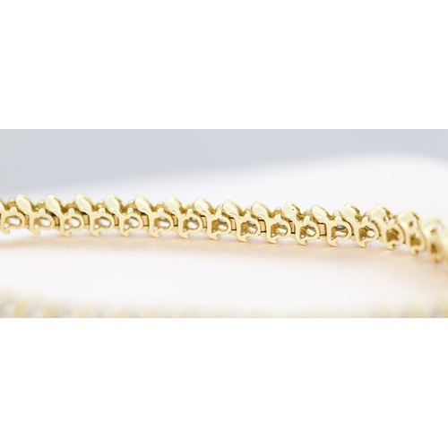 8 - Diamond Forty-Nine Stone Set, S Link Bracelet, Mounted in 14 Carat Yellow Gold, 18cm Long