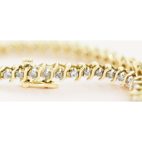 8 - Diamond Forty-Nine Stone Set, S Link Bracelet, Mounted in 14 Carat Yellow Gold, 18cm Long