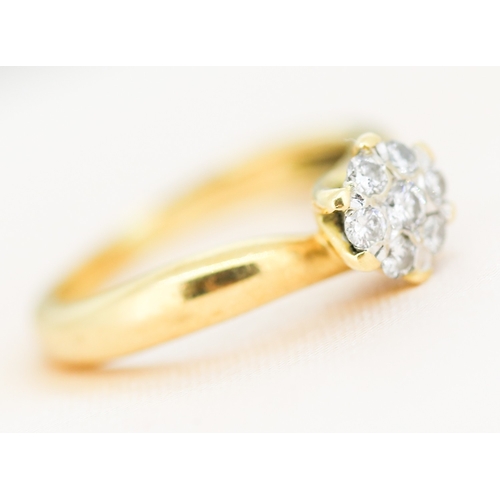 9 - Attractively Detailed, Diamond Cluster Set Ring, Mounted in 18 Carat Yellow Gold, Ring Size J