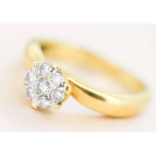 9 - Attractively Detailed, Diamond Cluster Set Ring, Mounted in 18 Carat Yellow Gold, Ring Size J