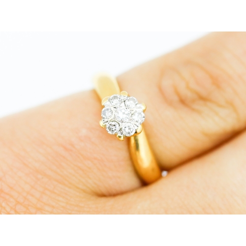 9 - Attractively Detailed, Diamond Cluster Set Ring, Mounted in 18 Carat Yellow Gold, Ring Size J