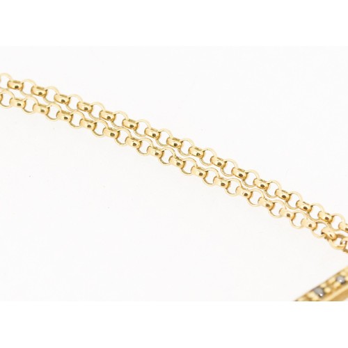 60 - Unusual Form Sapphire Cluster Set Mixed Link Bracelet with Double Chain Detail, Mounted in 9 Carat Y... 