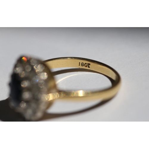 13 - Attractively Detailed, Sapphire Centre Stone Ring with Diamond Set Halo Surround, Mounted n 18 Carat... 