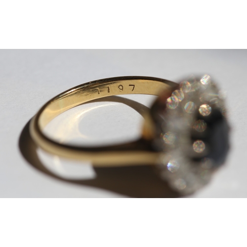 13 - Attractively Detailed, Sapphire Centre Stone Ring with Diamond Set Halo Surround, Mounted n 18 Carat... 