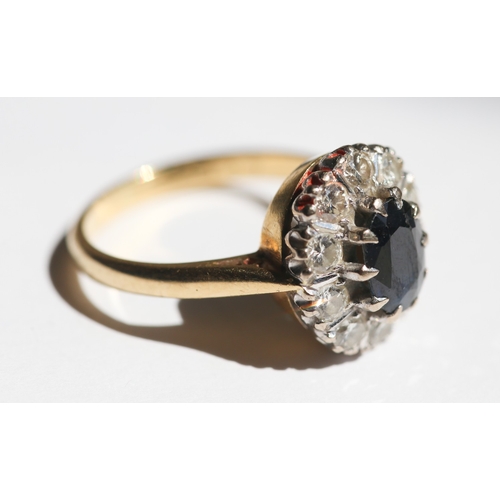 13 - Attractively Detailed, Sapphire Centre Stone Ring with Diamond Set Halo Surround, Mounted n 18 Carat... 