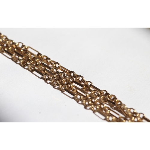 14 - 9 Carat Yellow Gold Trombone Link Chain Necklace, 76cm Long