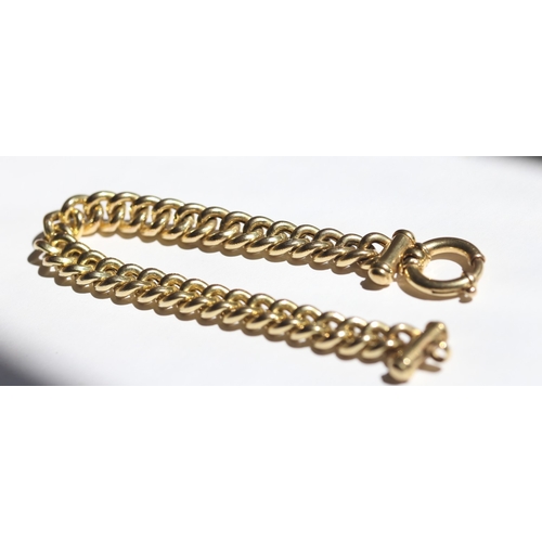 18 - 9 Carat Yellow Gold Curb Link Bracelet with Bolt Clasp, 20.5cm Long, 1cm Wide