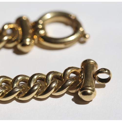 18 - 9 Carat Yellow Gold Curb Link Bracelet with Bolt Clasp, 20.5cm Long, 1cm Wide
