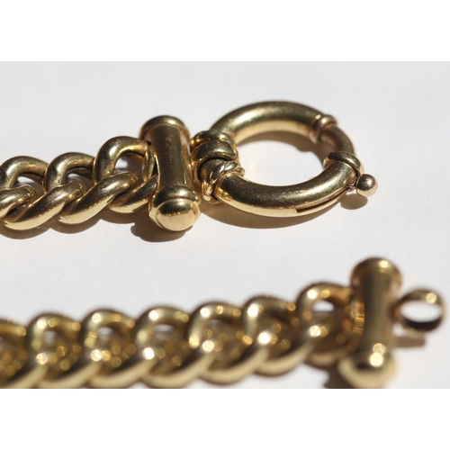 18 - 9 Carat Yellow Gold Curb Link Bracelet with Bolt Clasp, 20.5cm Long, 1cm Wide