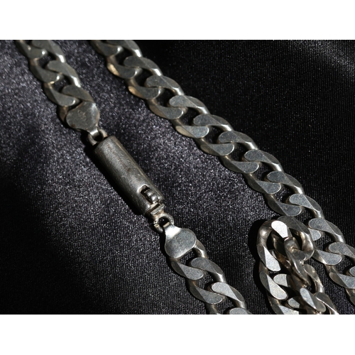 20 - Sterling Silver Cuban Link Chain Necklace, 58cm Long