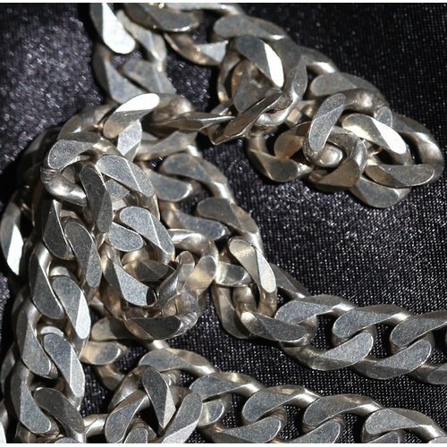 20 - Sterling Silver Cuban Link Chain Necklace, 58cm Long