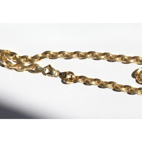 28 - 9 Carat Yellow Gold Pinched Oval Link Chain Necklace, 44cm Long