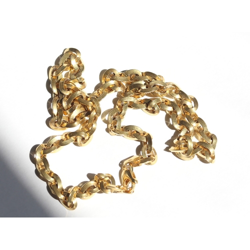 28 - 9 Carat Yellow Gold Pinched Oval Link Chain Necklace, 44cm Long