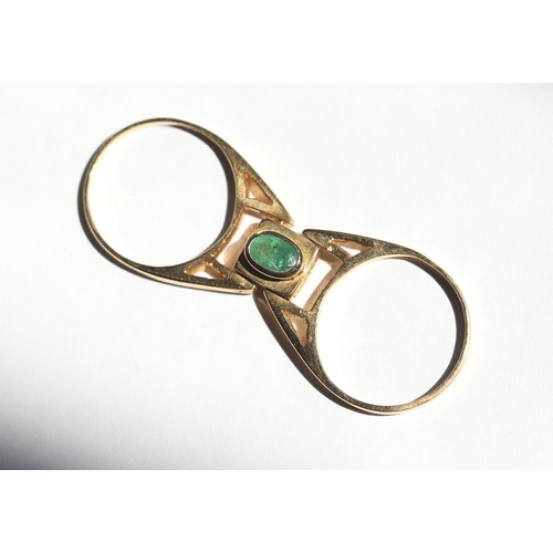 30 - Bezel Set Emerald and Diamond Nine Stone Cluster Set Reversible Flip Ring, Mounted in 18 Carat Yello... 