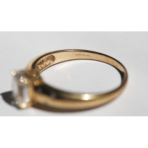 31 - Pale Aquamarine Set Ring with Bezel Set Diamond Inset to Shoulders, Mounted in 9 Carat Yellow Gold, ... 