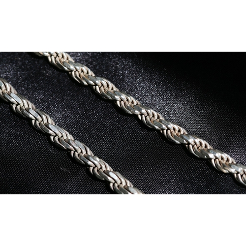 32 - Sterling Silver Rope Chain Necklace, 45cm Long