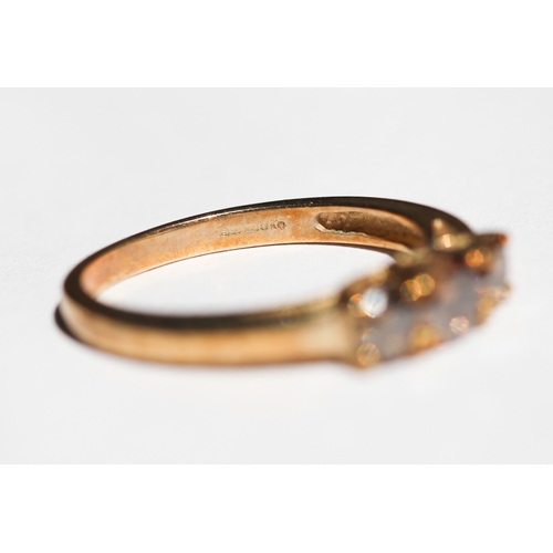 36 - Cognac Diamond Three Stone Ring, Mounted in 9 Carat Yellow Gold, Ring Size N