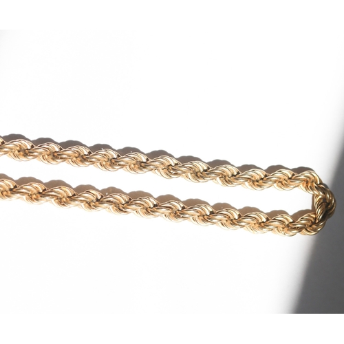38 - 9 Carat Yellow Gold Rope Chain Necklace 52cm Long